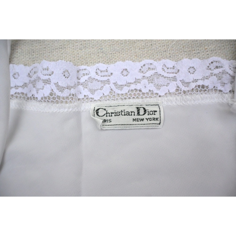 Christian Dior Womens White Camisole Floral Lace Trim V Neck Satin Cord Straps - Picture 6 of 8